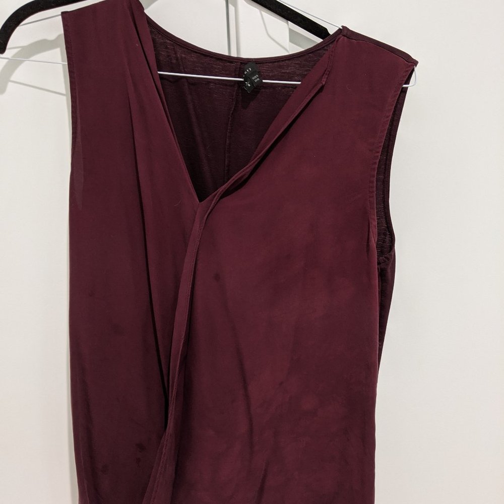 Theory Maroon Silk Shell Shirt